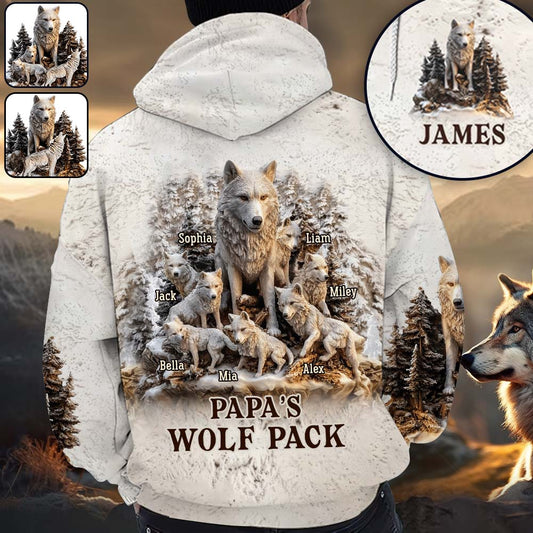 Papa Wolf Pack - T-shirt personnalisé pour père