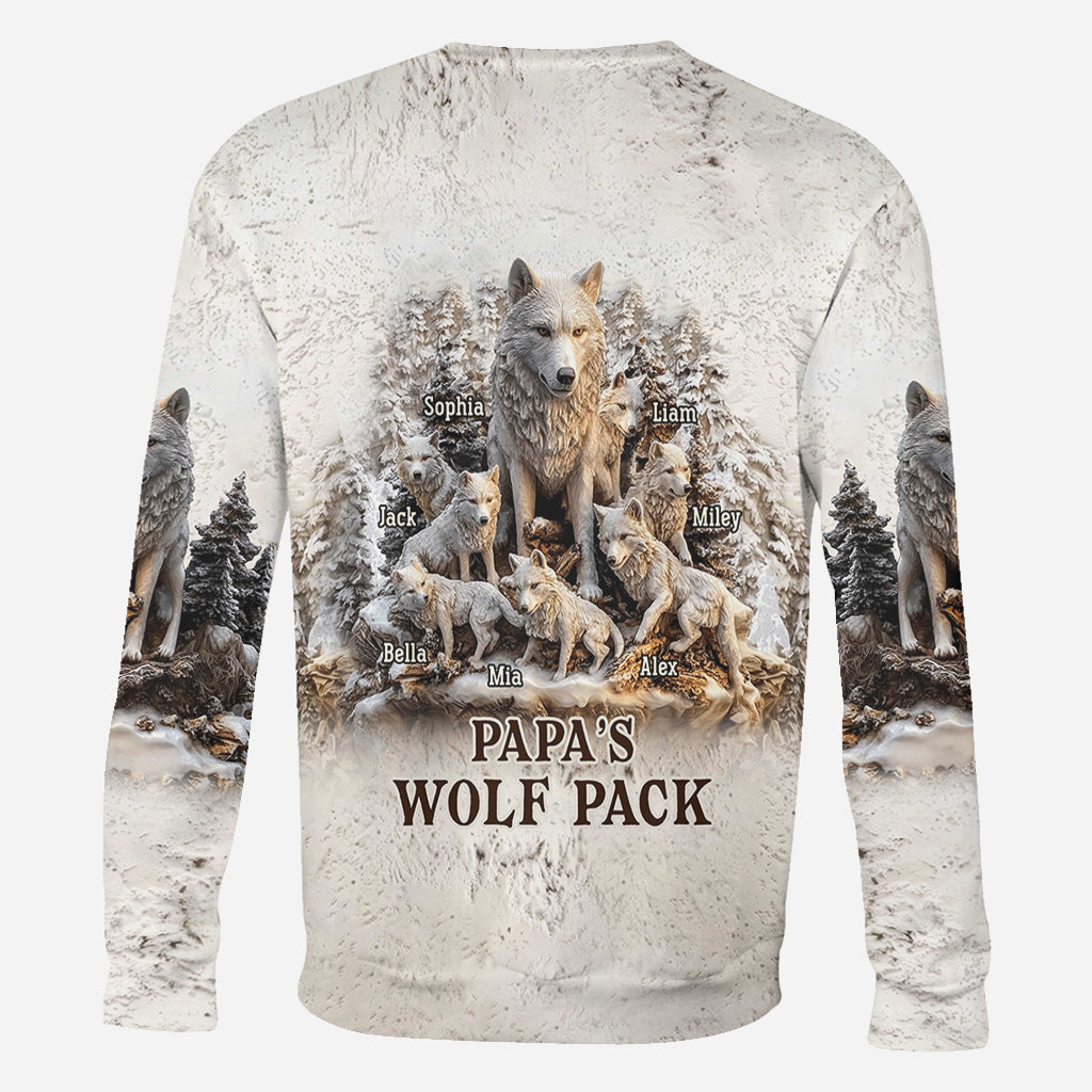 Papa Wolf Pack - Personalized Father All Over Shirt