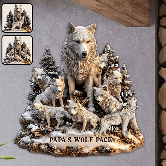 Papa's Wolf - Personalized Father Cut Metal Sign