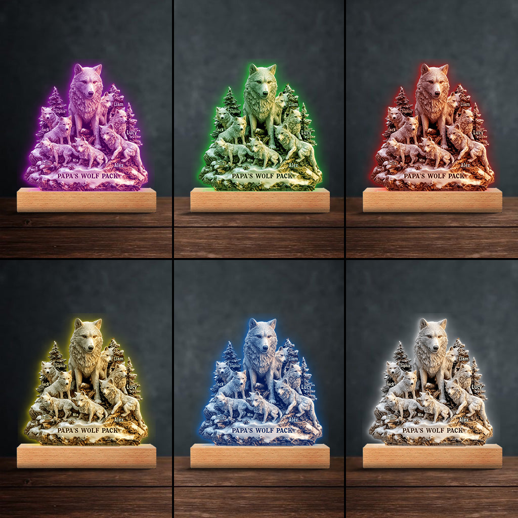 Papa's Wolf - Personalized Father Custom Shaped Acrylic Plaque