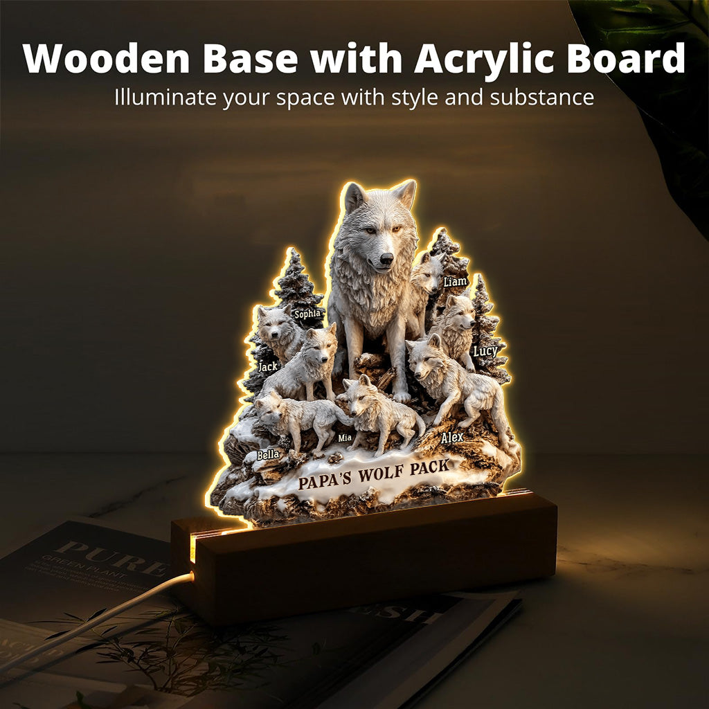 Papa's Wolf - Personalized Father Custom Shaped Acrylic Plaque