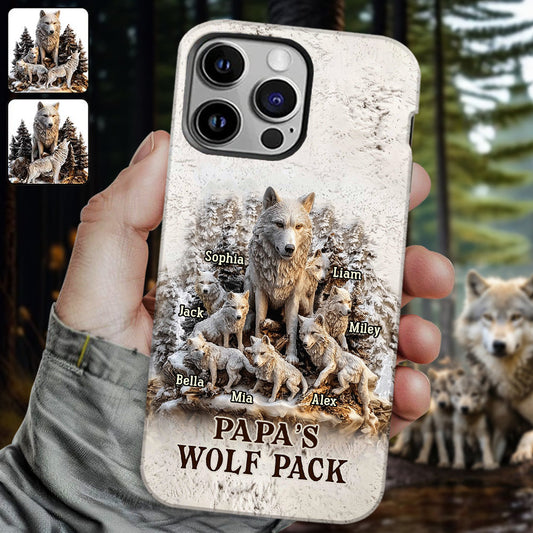 Coque de téléphone personnalisée « La meute de loups de papa » avec impression intégrale