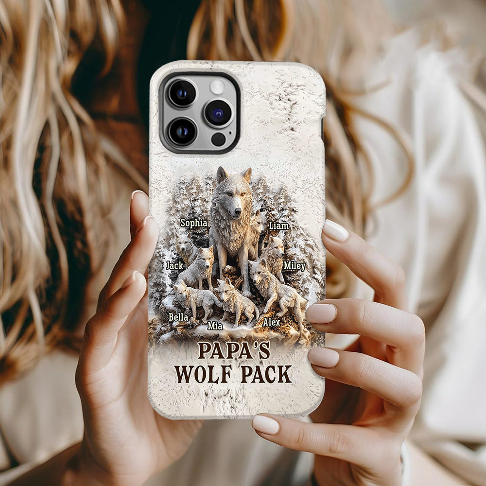 Coque de téléphone personnalisée « La meute de loups de papa » avec impression intégrale