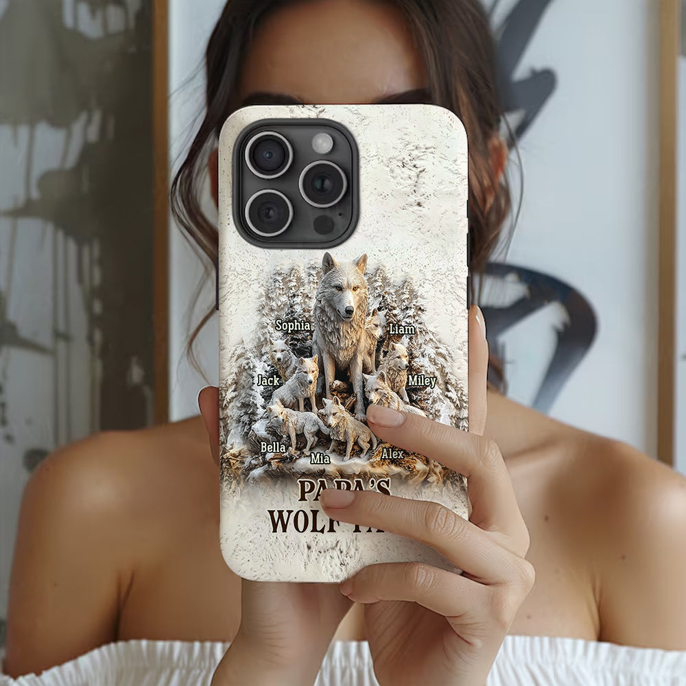 Coque de téléphone personnalisée « La meute de loups de papa » avec impression intégrale