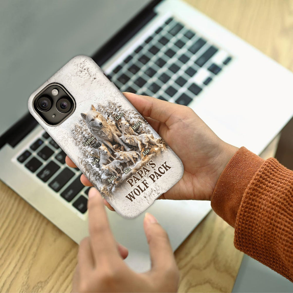 Coque de téléphone personnalisée « La meute de loups de papa » avec impression intégrale