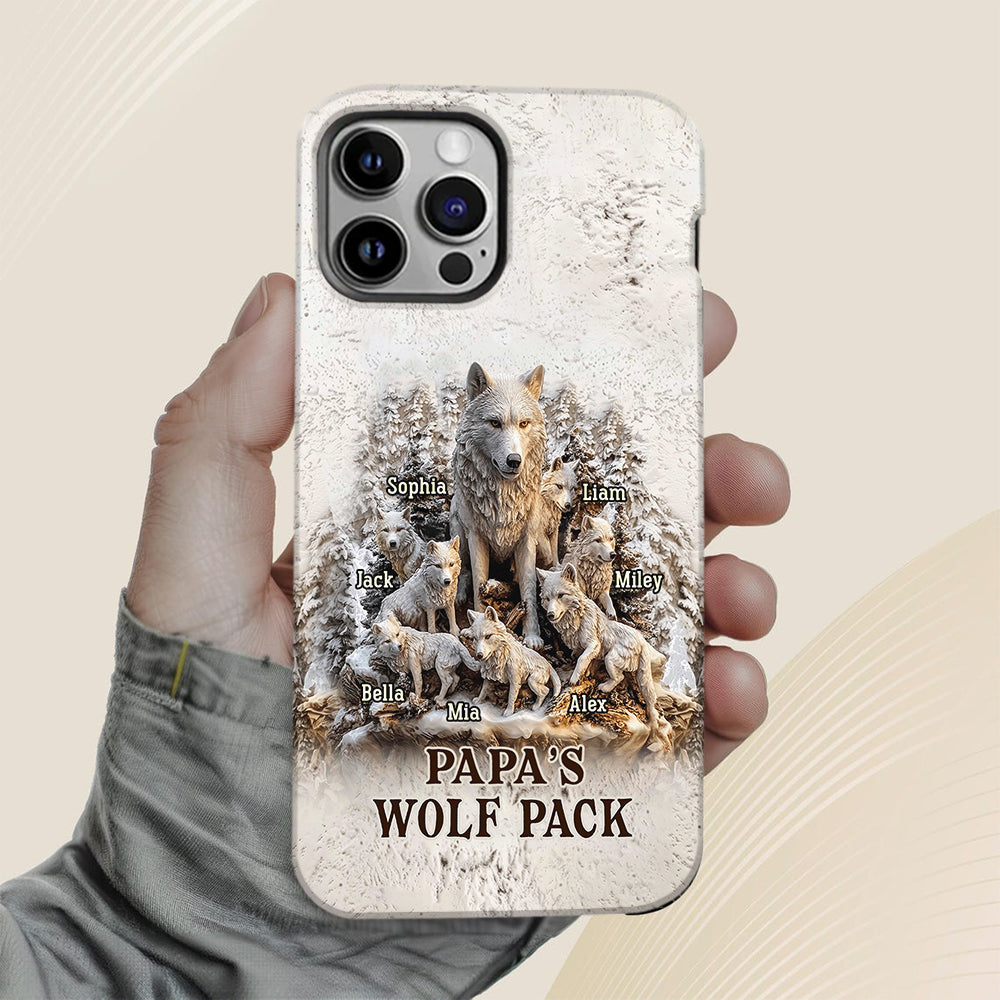 Coque de téléphone personnalisée « La meute de loups de papa » avec impression intégrale