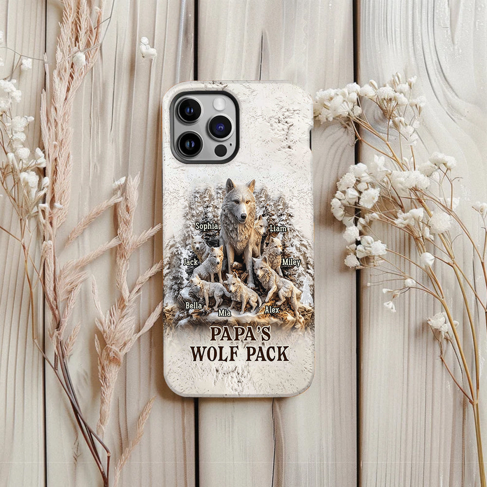 Coque de téléphone personnalisée « La meute de loups de papa » avec impression intégrale