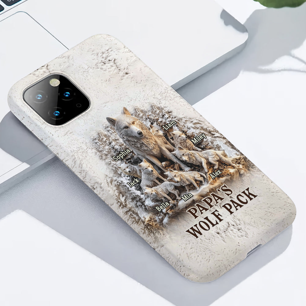 Coque de téléphone personnalisée « La meute de loups de papa » avec impression intégrale
