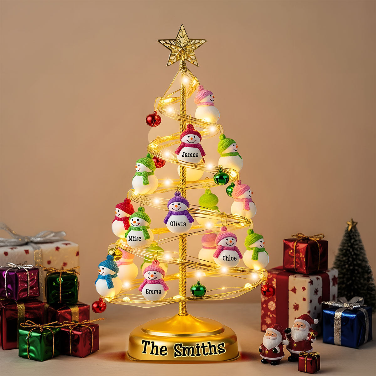 Veilleuse LED personnalisée en acrylique pour toute la famille - Cadeau Bonhomme de Neige Famille - Veilleuse LED acrylique personnalisée