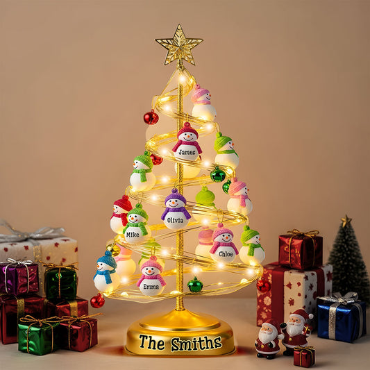 Veilleuse LED personnalisée en acrylique pour toute la famille - Cadeau Bonhomme de Neige Famille - Veilleuse LED acrylique personnalisée