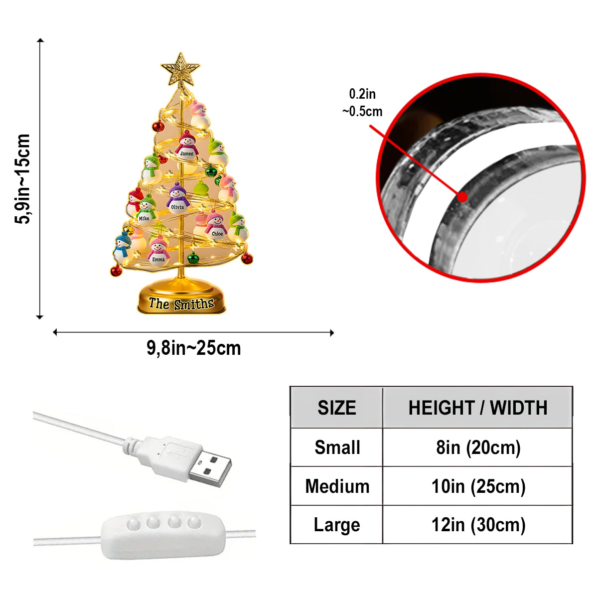 Veilleuse LED personnalisée en acrylique pour toute la famille - Cadeau Bonhomme de Neige Famille - Veilleuse LED acrylique personnalisée