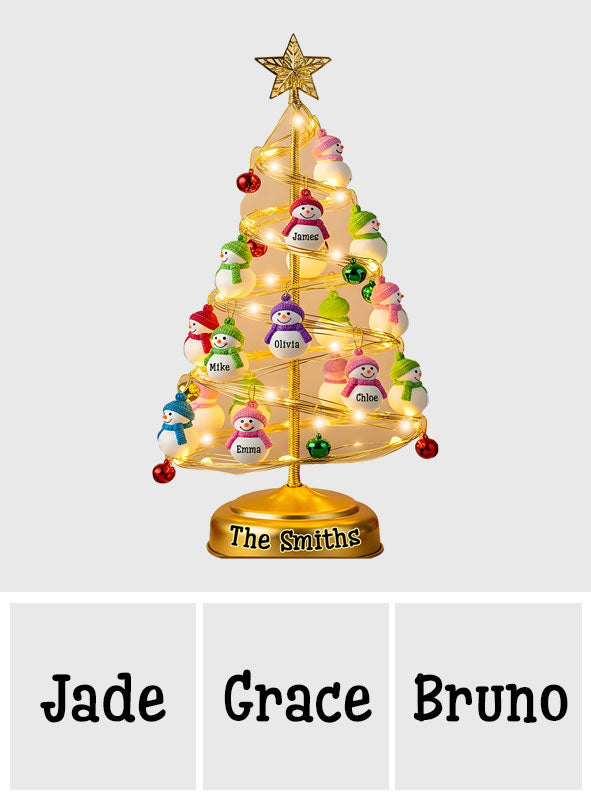 Veilleuse LED personnalisée en acrylique pour toute la famille - Cadeau Bonhomme de Neige Famille - Veilleuse LED acrylique personnalisée