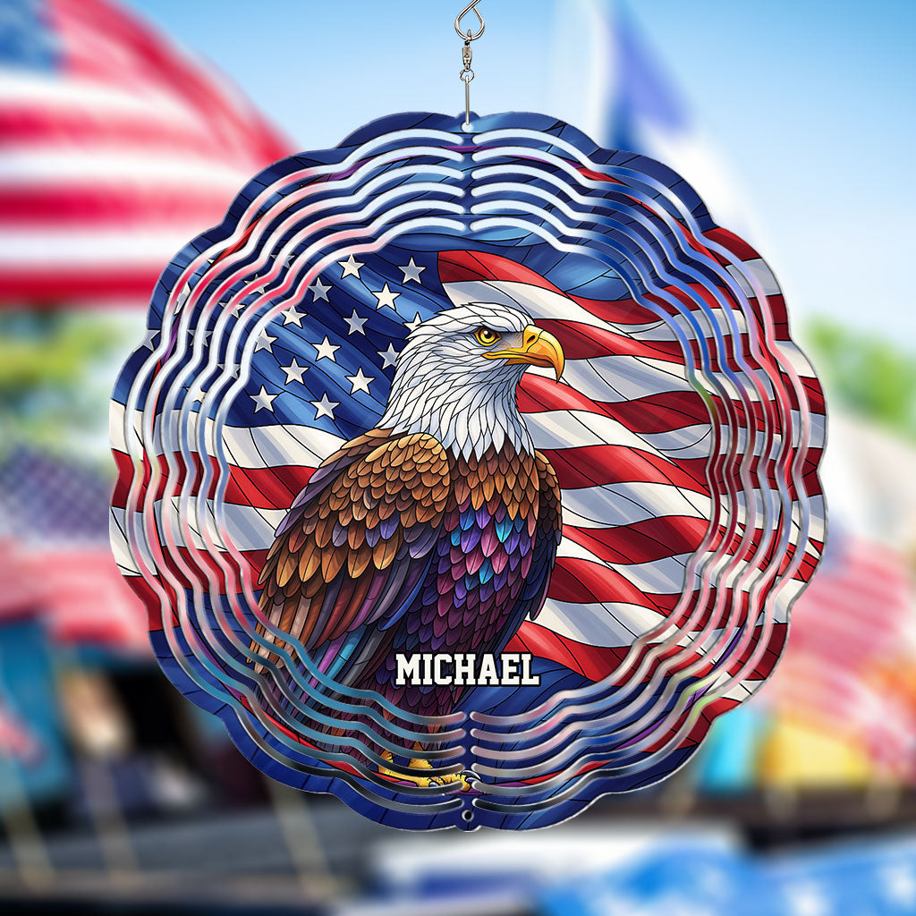 Patriotic Eagle - Personalized Bald Eagle Wind Spinner