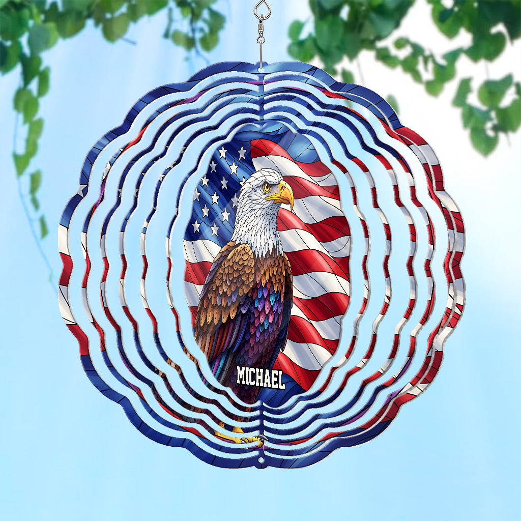 Patriotic Eagle - Personalized Bald Eagle Wind Spinner