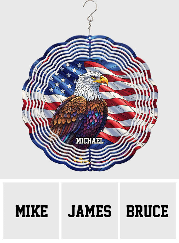 Patriotic Eagle - Personalized Bald Eagle Wind Spinner