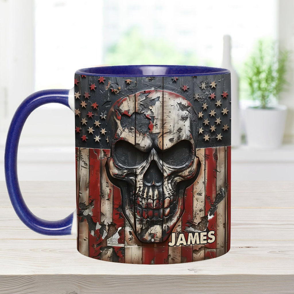 Mug personnalisé à motif crâne patriotique pour les amoureux des crânes -