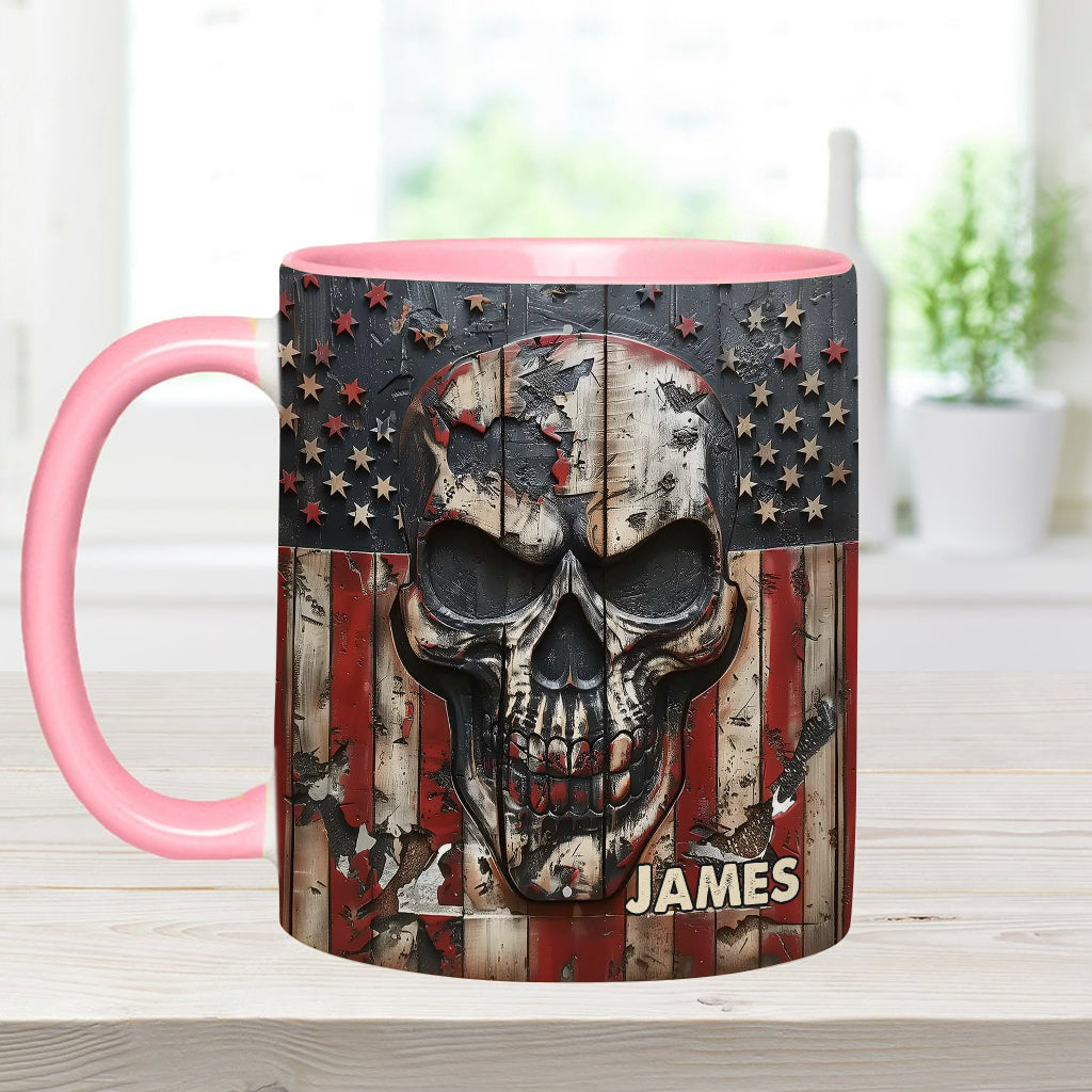 Mug personnalisé à motif crâne patriotique pour les amoureux des crânes -