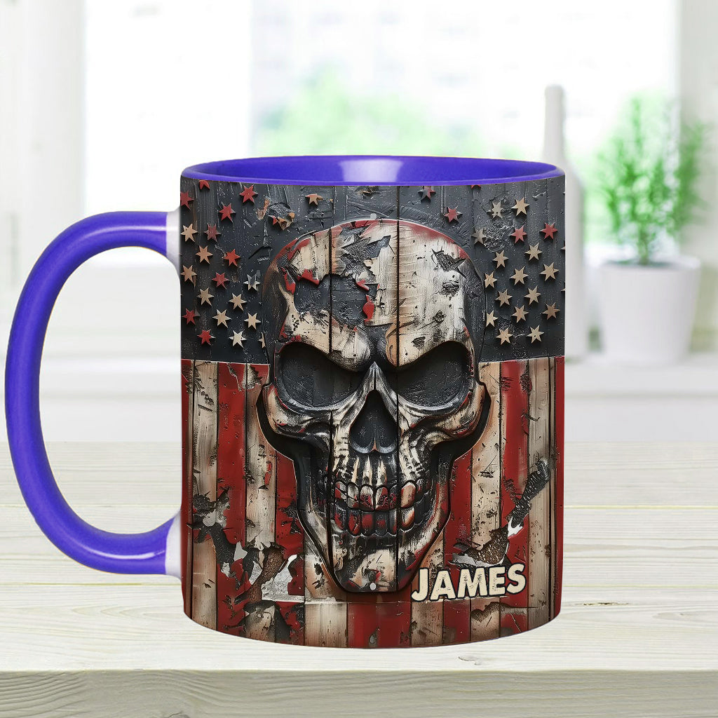 Mug personnalisé à motif crâne patriotique pour les amoureux des crânes -