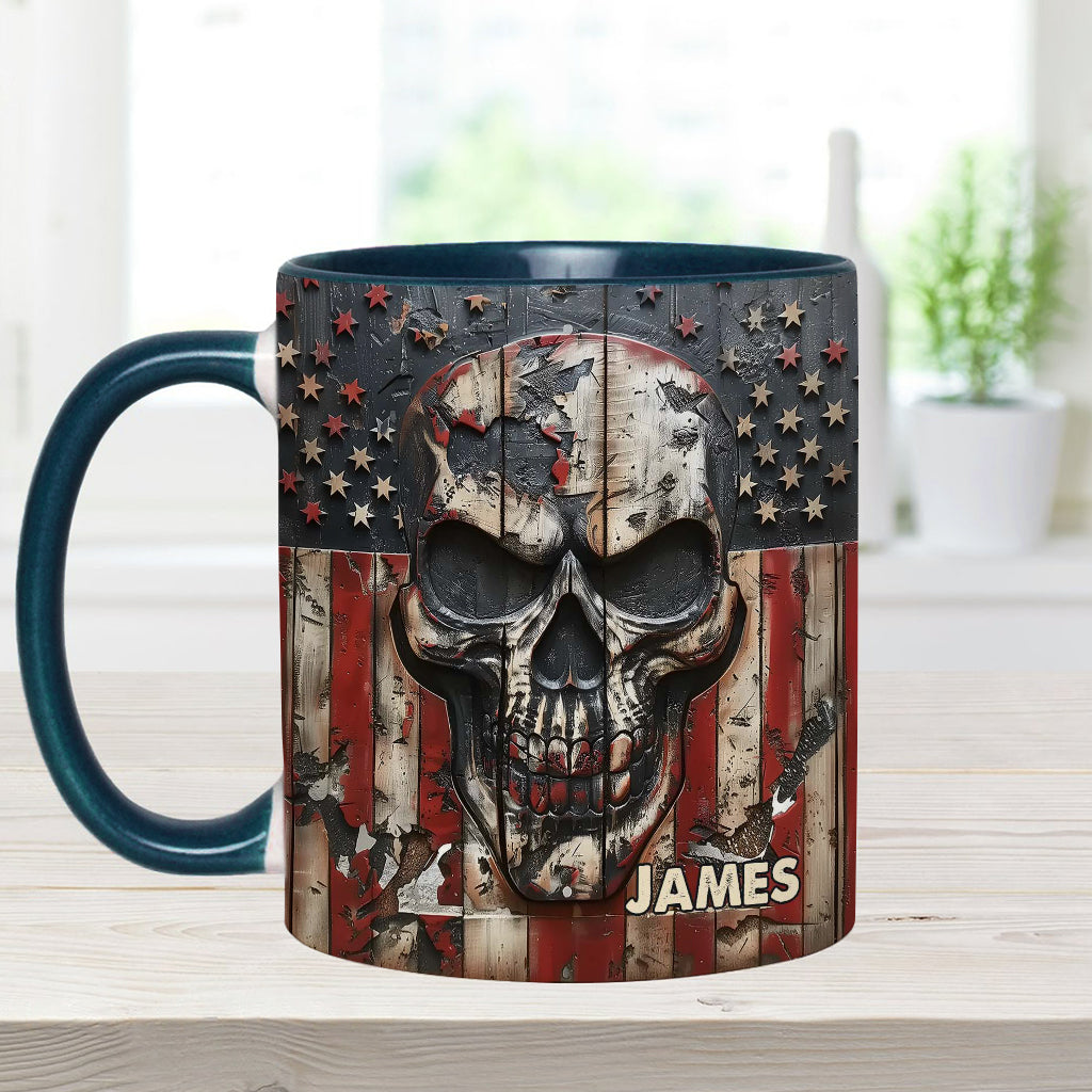 Mug personnalisé à motif crâne patriotique pour les amoureux des crânes -