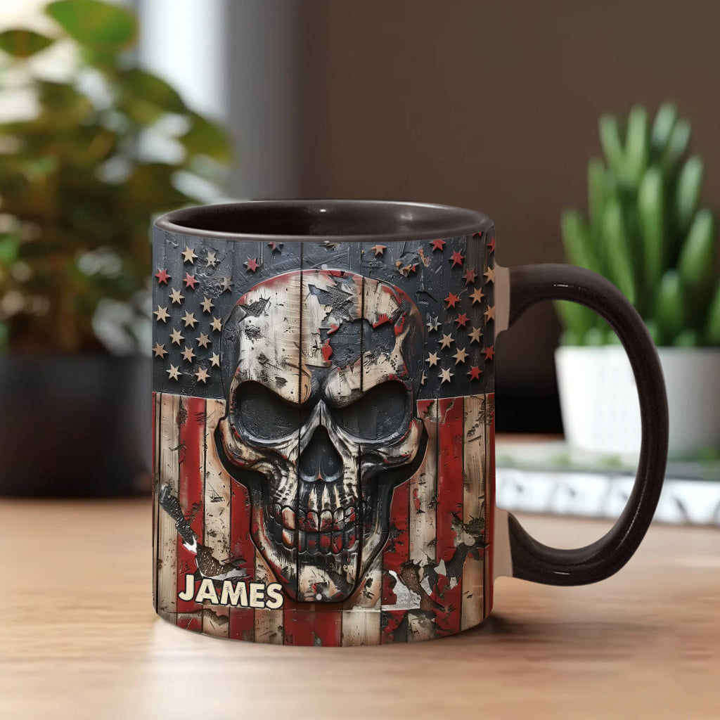 Mug personnalisé à motif crâne patriotique pour les amoureux des crânes -