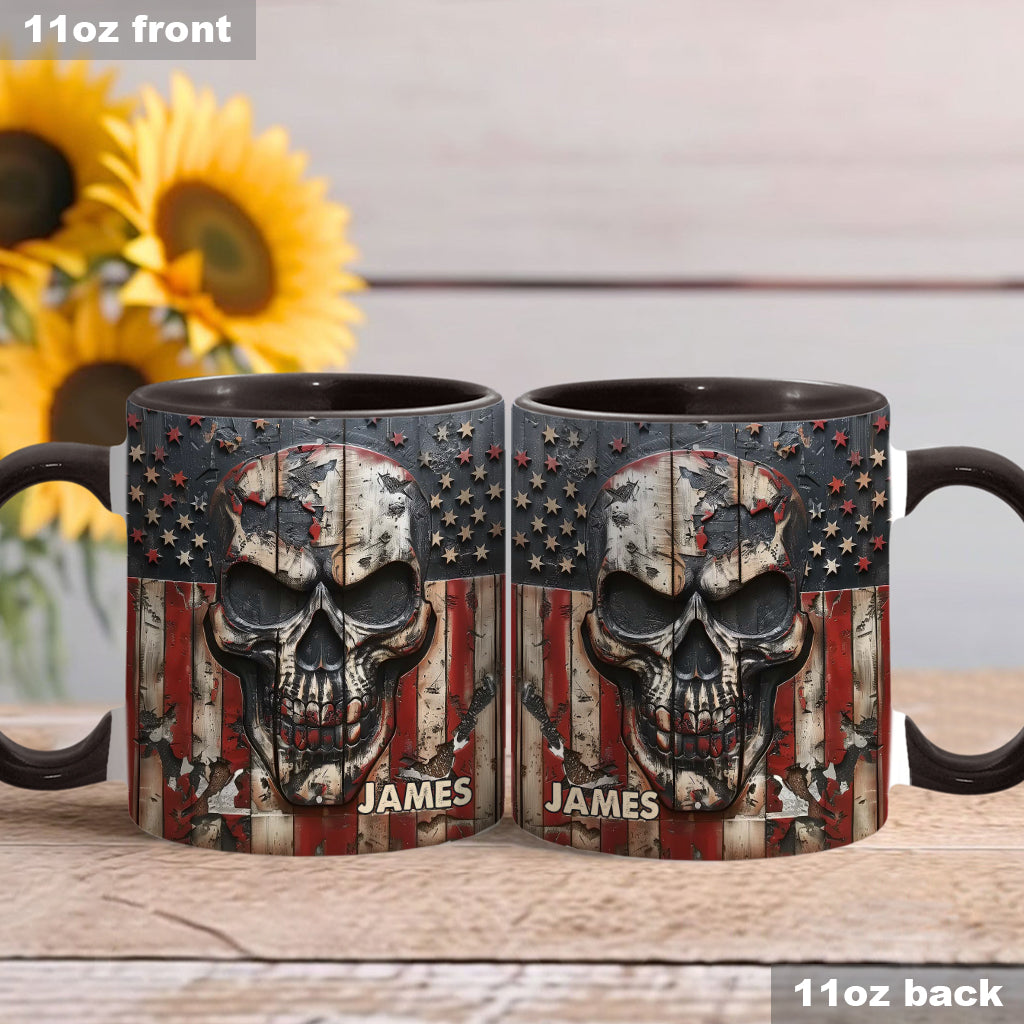 Mug personnalisé à motif crâne patriotique pour les amoureux des crânes -