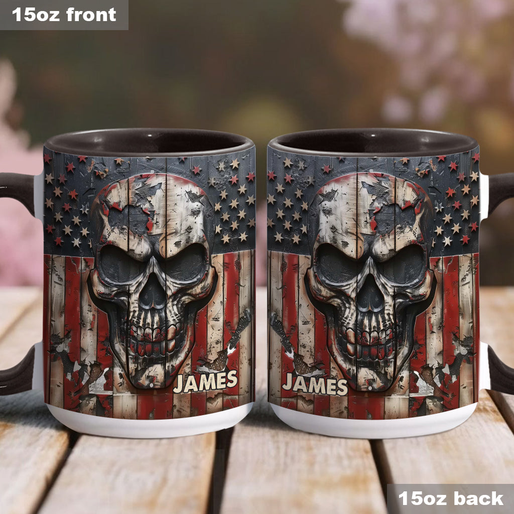 Mug personnalisé à motif crâne patriotique pour les amoureux des crânes -