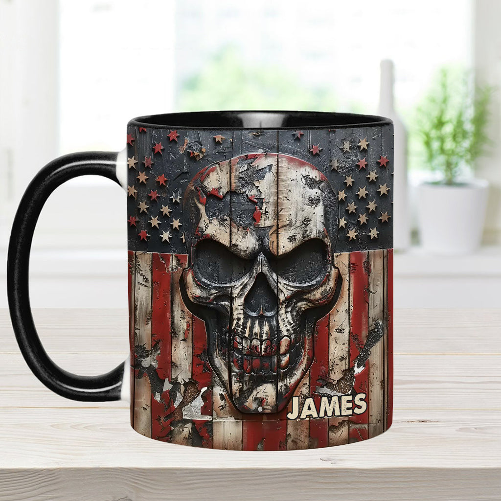 Mug personnalisé à motif crâne patriotique pour les amoureux des crânes -