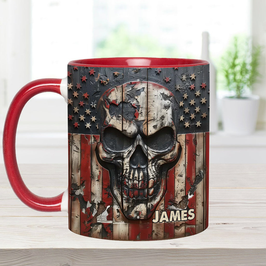 Mug personnalisé à motif crâne patriotique pour les amoureux des crânes -