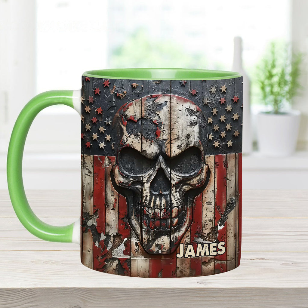 Mug personnalisé à motif crâne patriotique pour les amoureux des crânes -