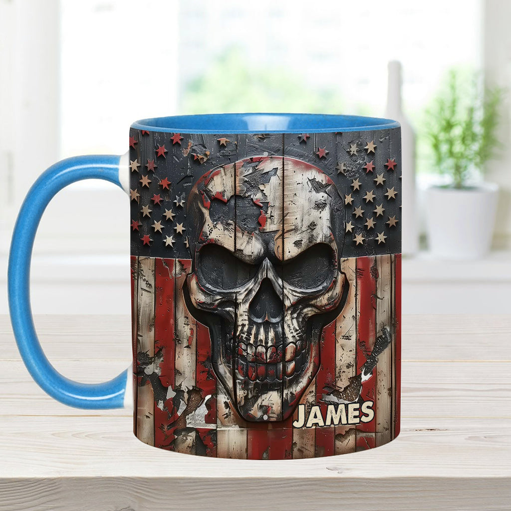 Mug personnalisé à motif crâne patriotique pour les amoureux des crânes -