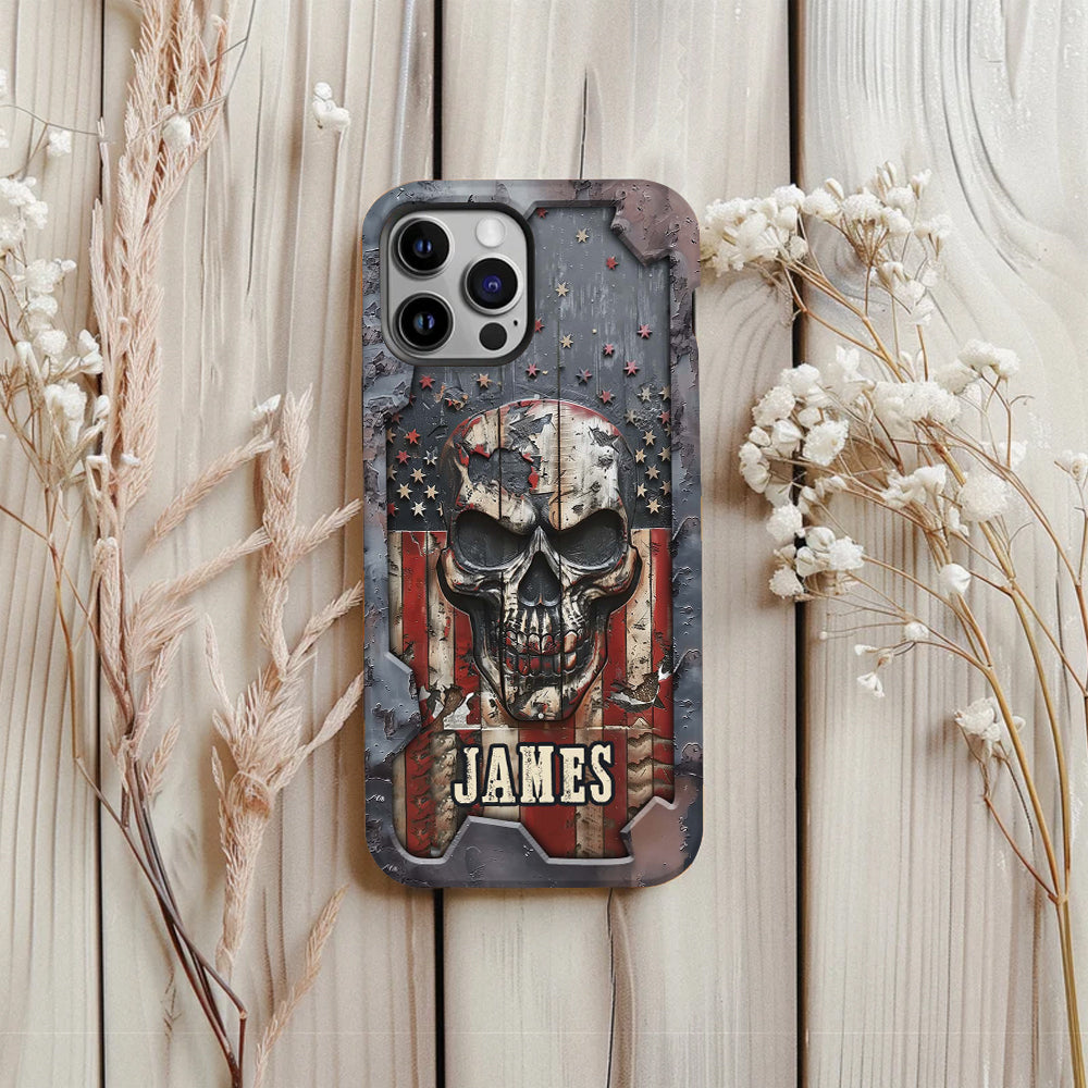 Patriotic Skull Lover - Personalized Skull Full Print Phone Case