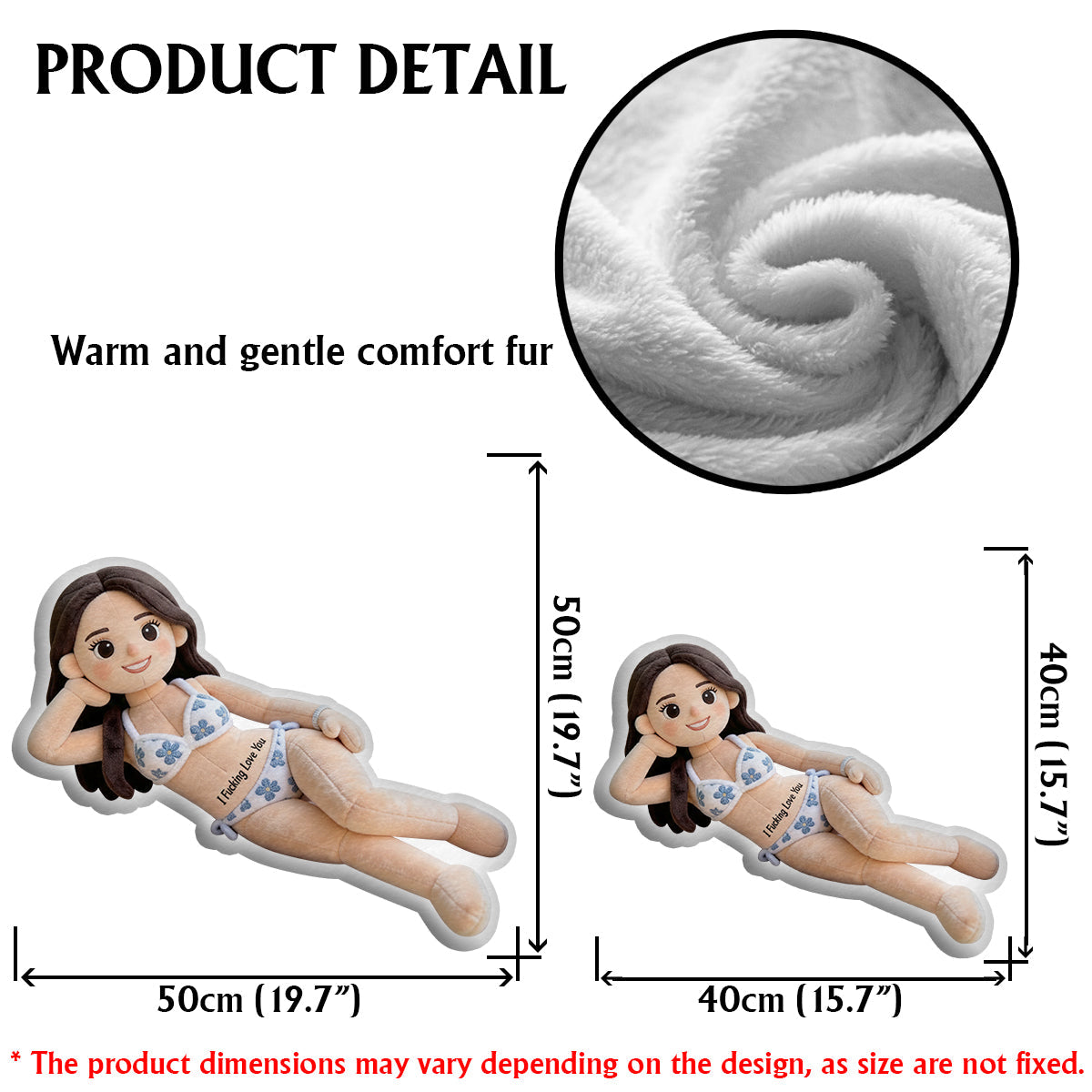 Romantique et coquin - Coussin personnalisé en fausse fourrure pour couple épicé