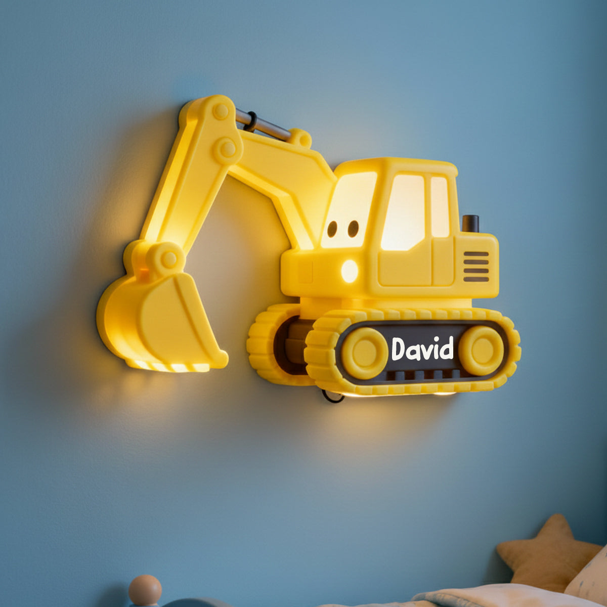 Veilleuse excavatrice - Panneau lumineux LED personnalisé pour enfant en acrylique