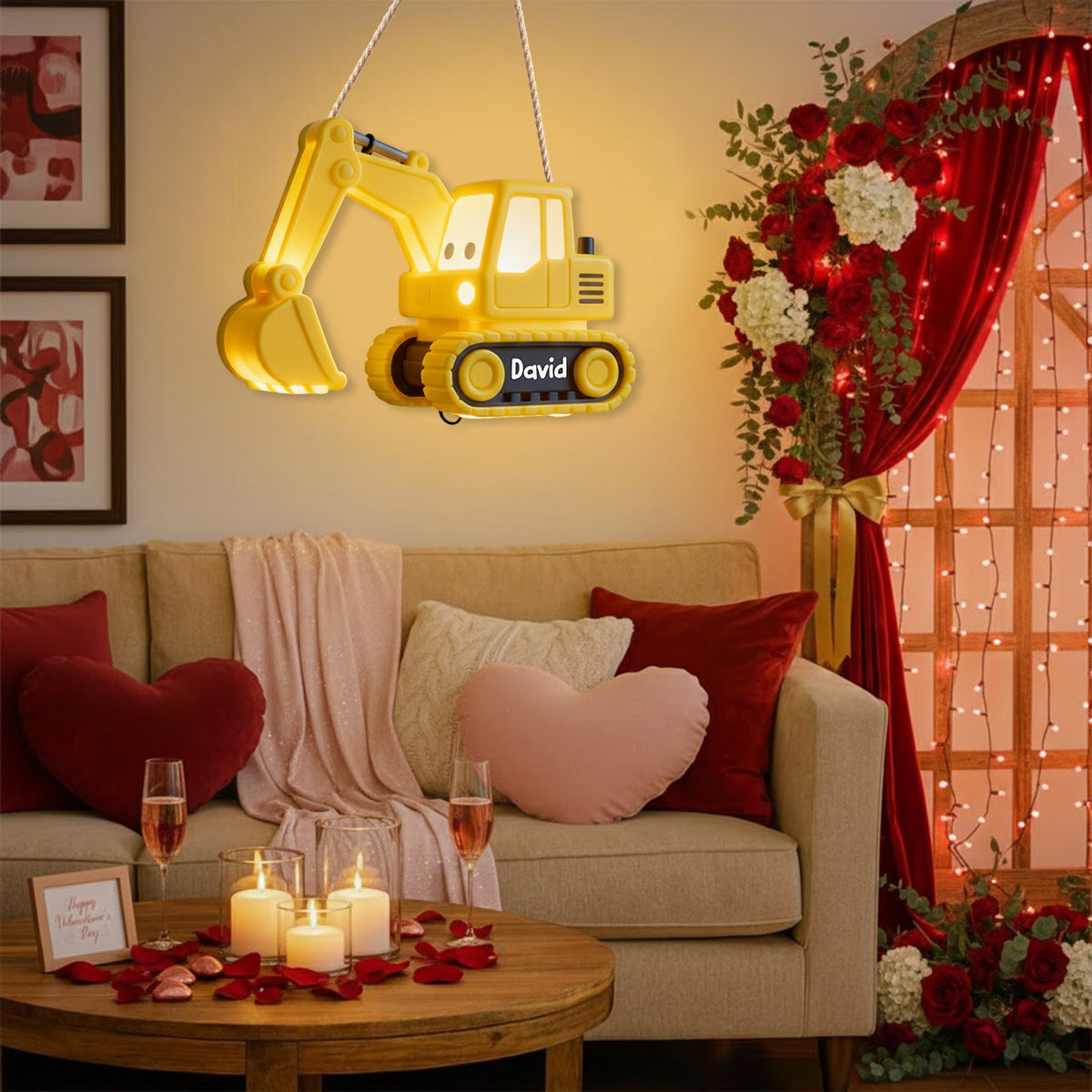 Veilleuse excavatrice - Panneau lumineux LED personnalisé pour enfant en acrylique