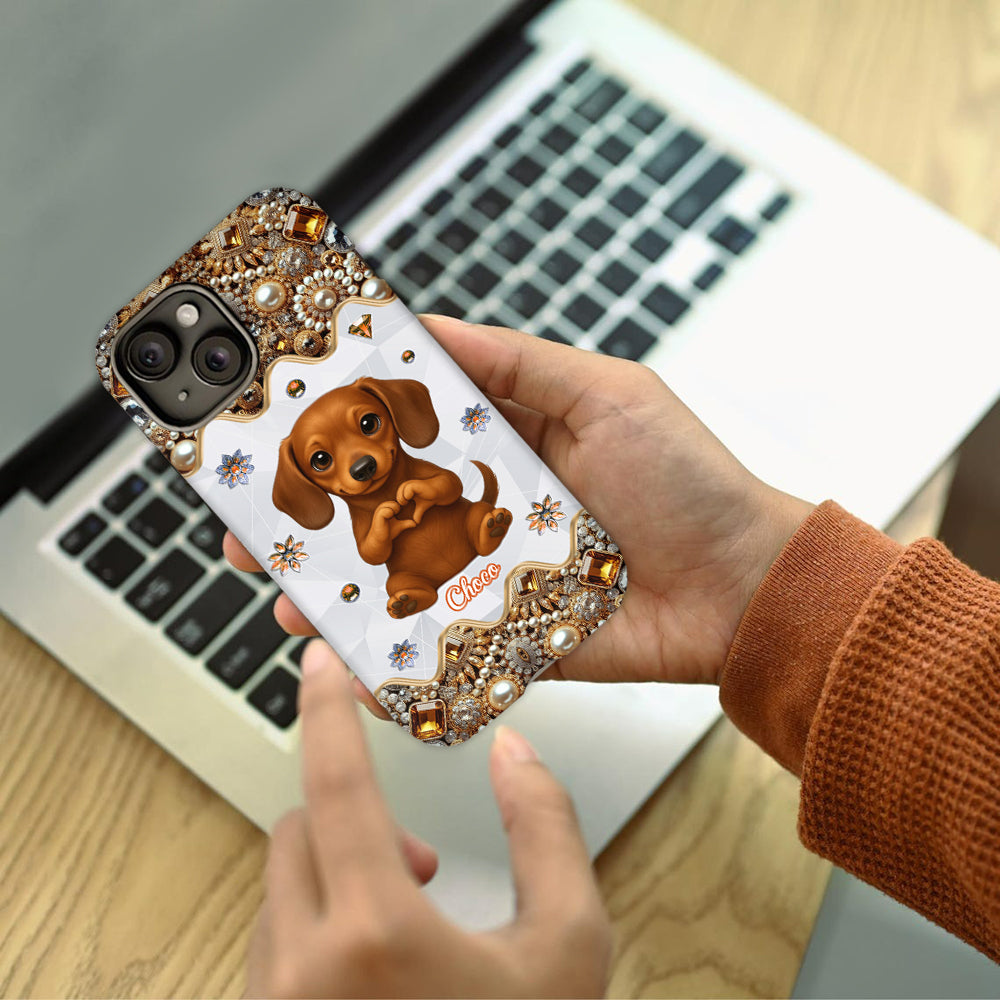 Coque de téléphone personnalisée avec motif de chiot/chat faisant des cœurs avec ses mains