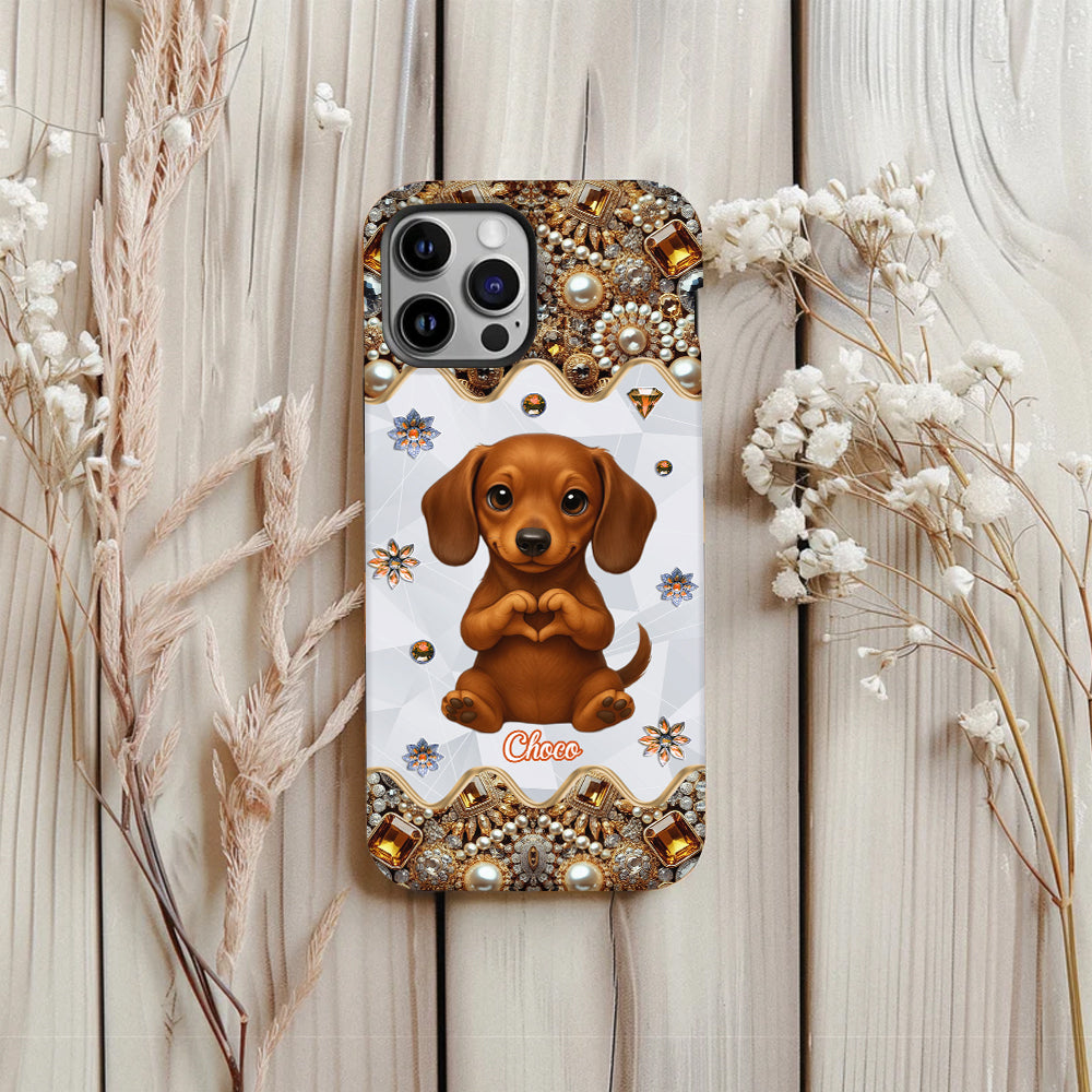 Coque de téléphone personnalisée avec motif de chiot/chat faisant des cœurs avec ses mains