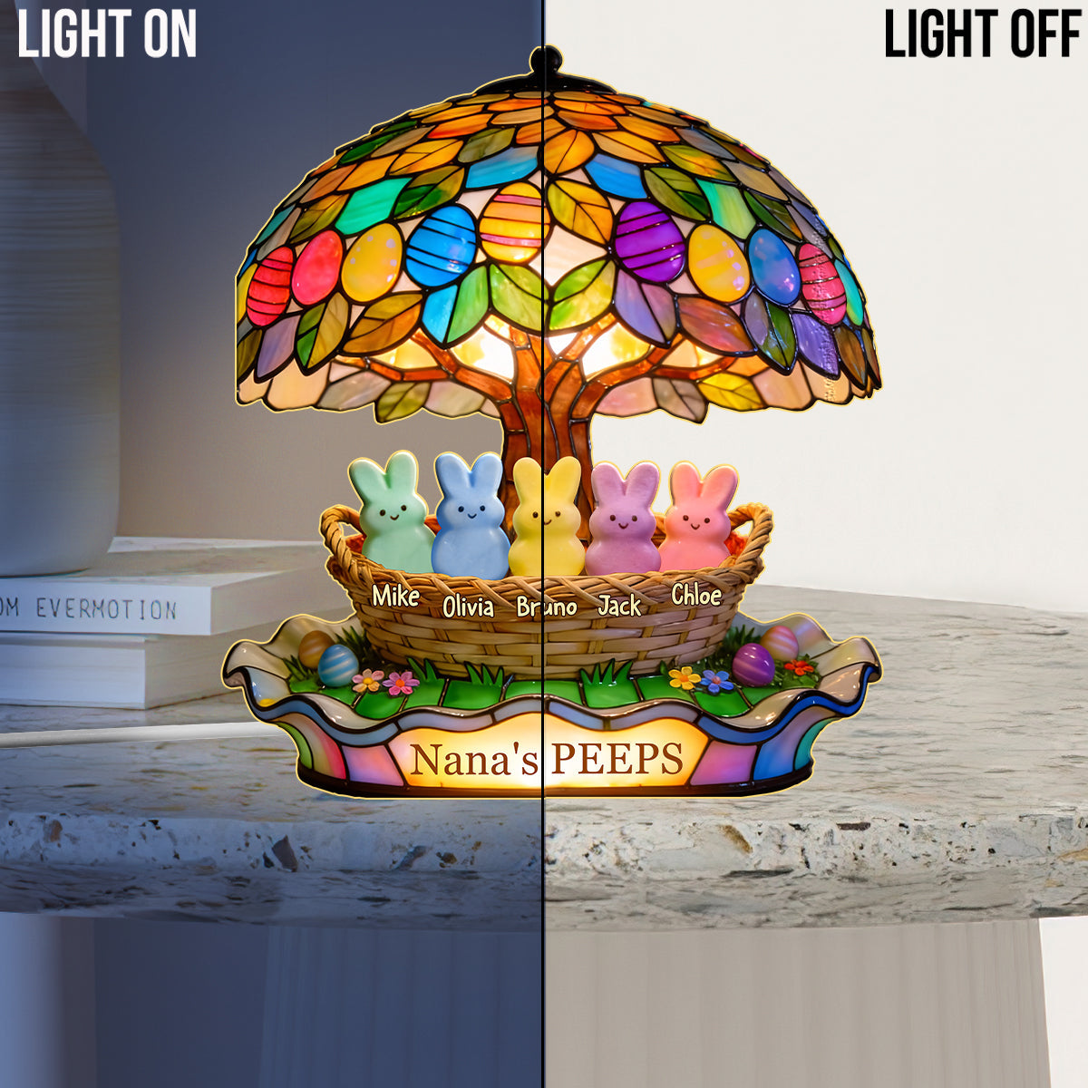 Cadeau de Nana's Peeps pour maman, grand-mère - Veilleuse LED acrylique personnalisée pour grand-mère