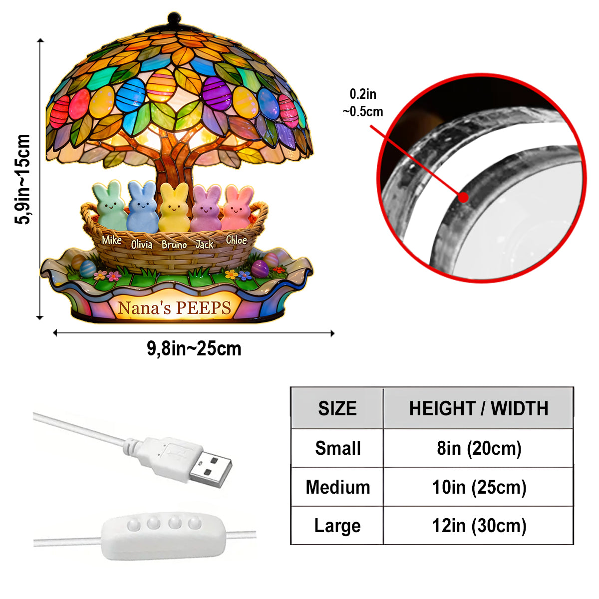 Cadeau de Nana's Peeps pour maman, grand-mère - Veilleuse LED acrylique personnalisée pour grand-mère