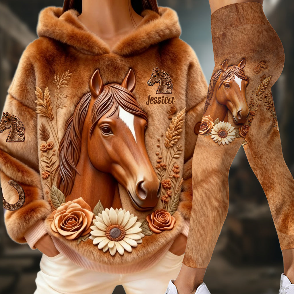 Love Horse - Sweat à capuche et leggings personnalisés à motif cheval