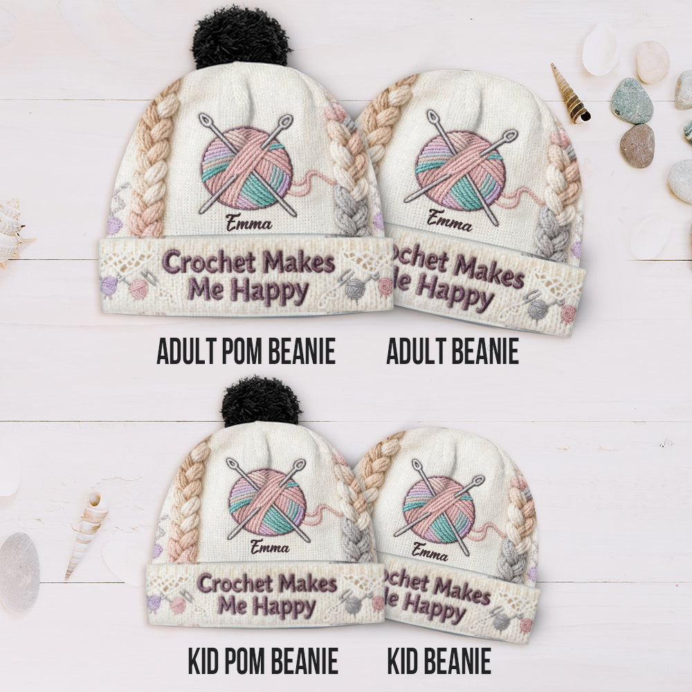 Le crochet me rend heureuse - Bonnet personnalisé au crochet