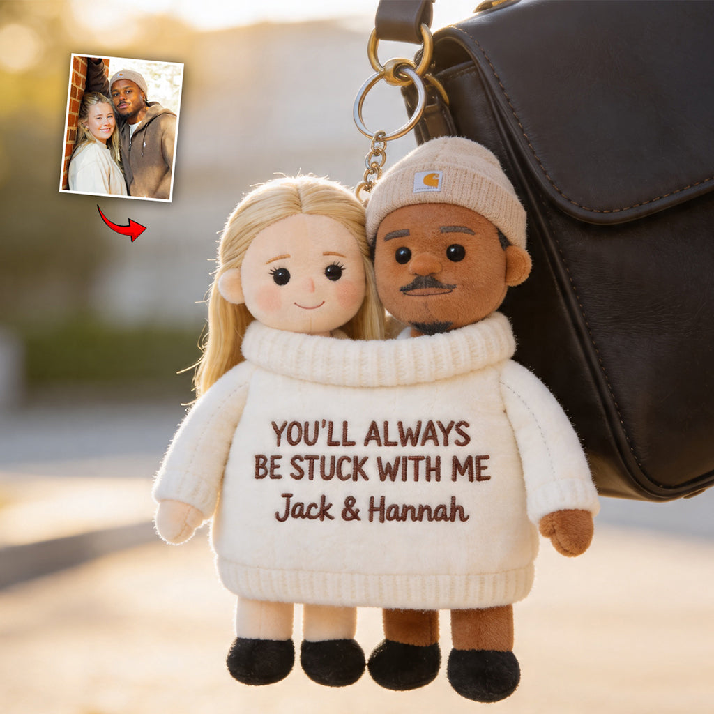 Toujours avec moi - Porte-clés en peluche personnalisé pour couples
