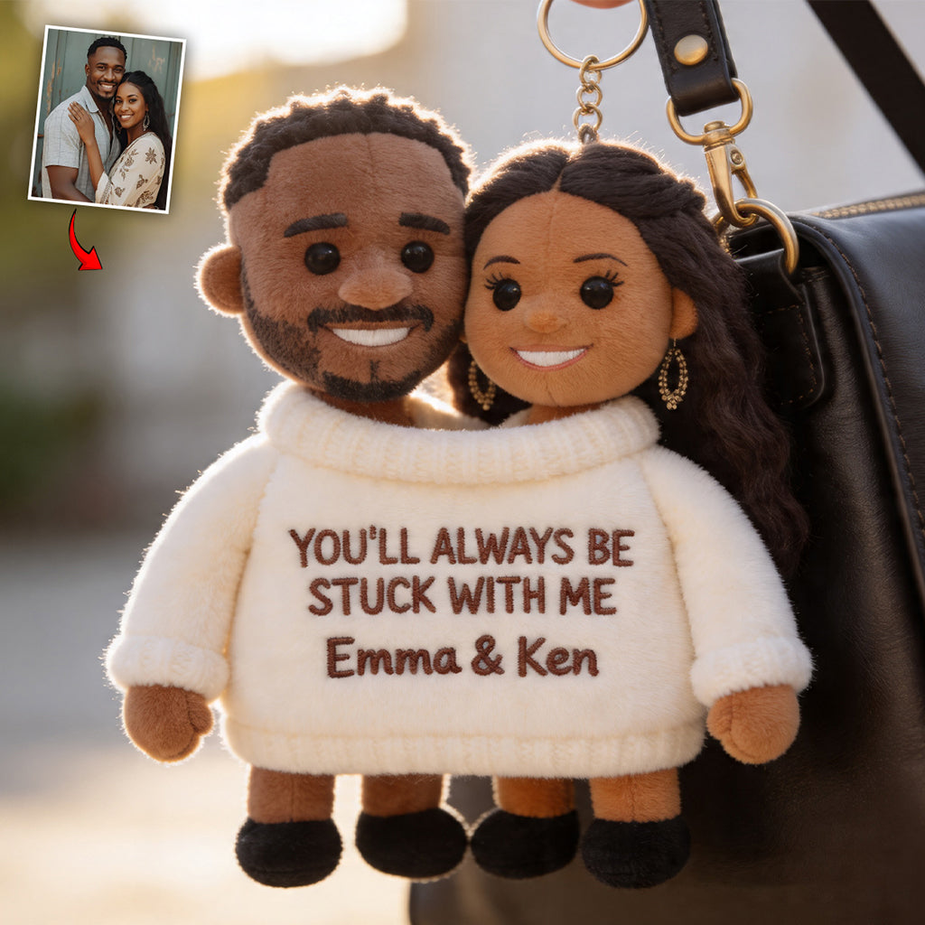 Toujours avec moi - Porte-clés en peluche personnalisé pour couples