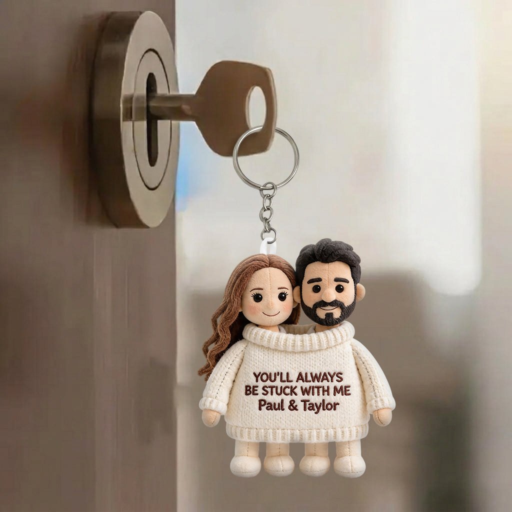 Toujours avec moi - Porte-clés en peluche personnalisé pour couples