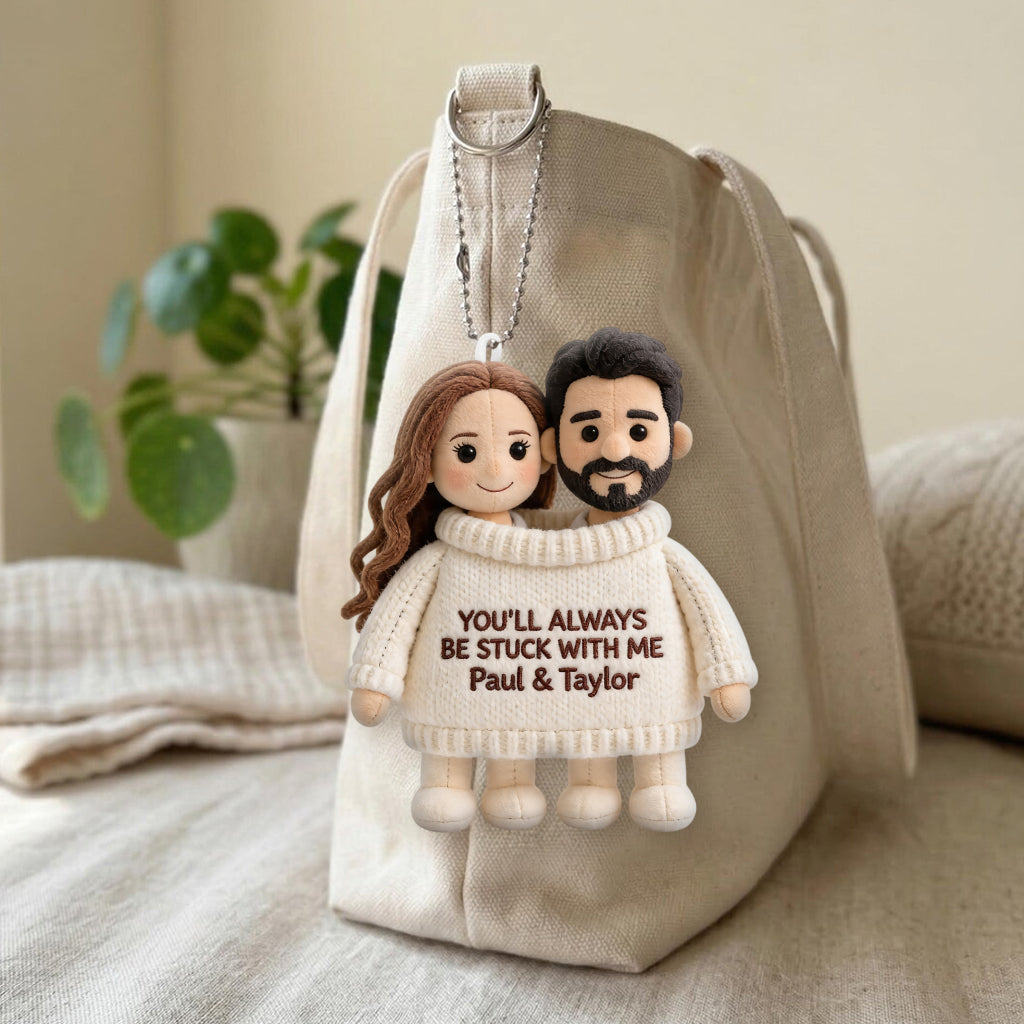 Toujours avec moi - Porte-clés en peluche personnalisé pour couples