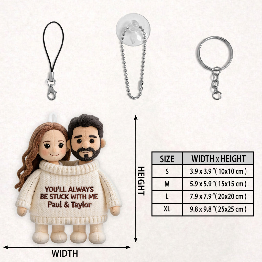 Toujours avec moi - Porte-clés en peluche personnalisé pour couples