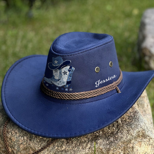 Bottes de cowgirl - Chapeau de cowboy à large bord personnalisé
