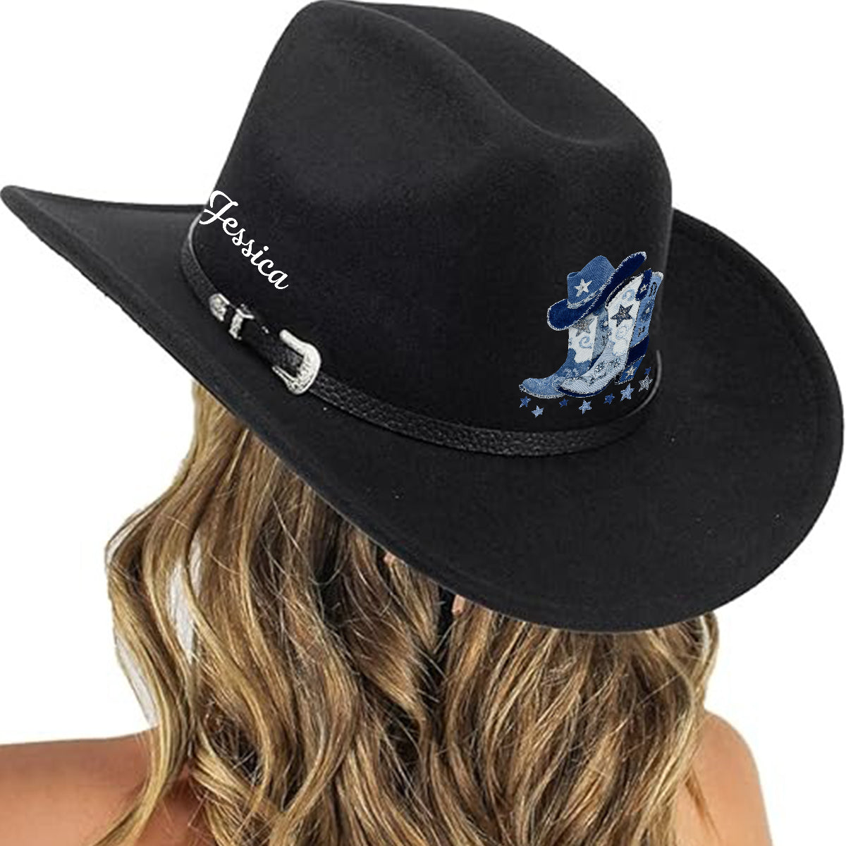 Bottes de cowgirl - Chapeau de cowboy à large bord personnalisé