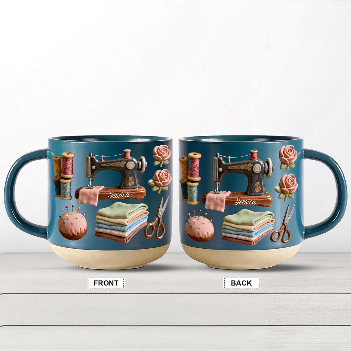 J'adore coudre - Mug en céramique personnalisé avec impression sur le thème de la couture