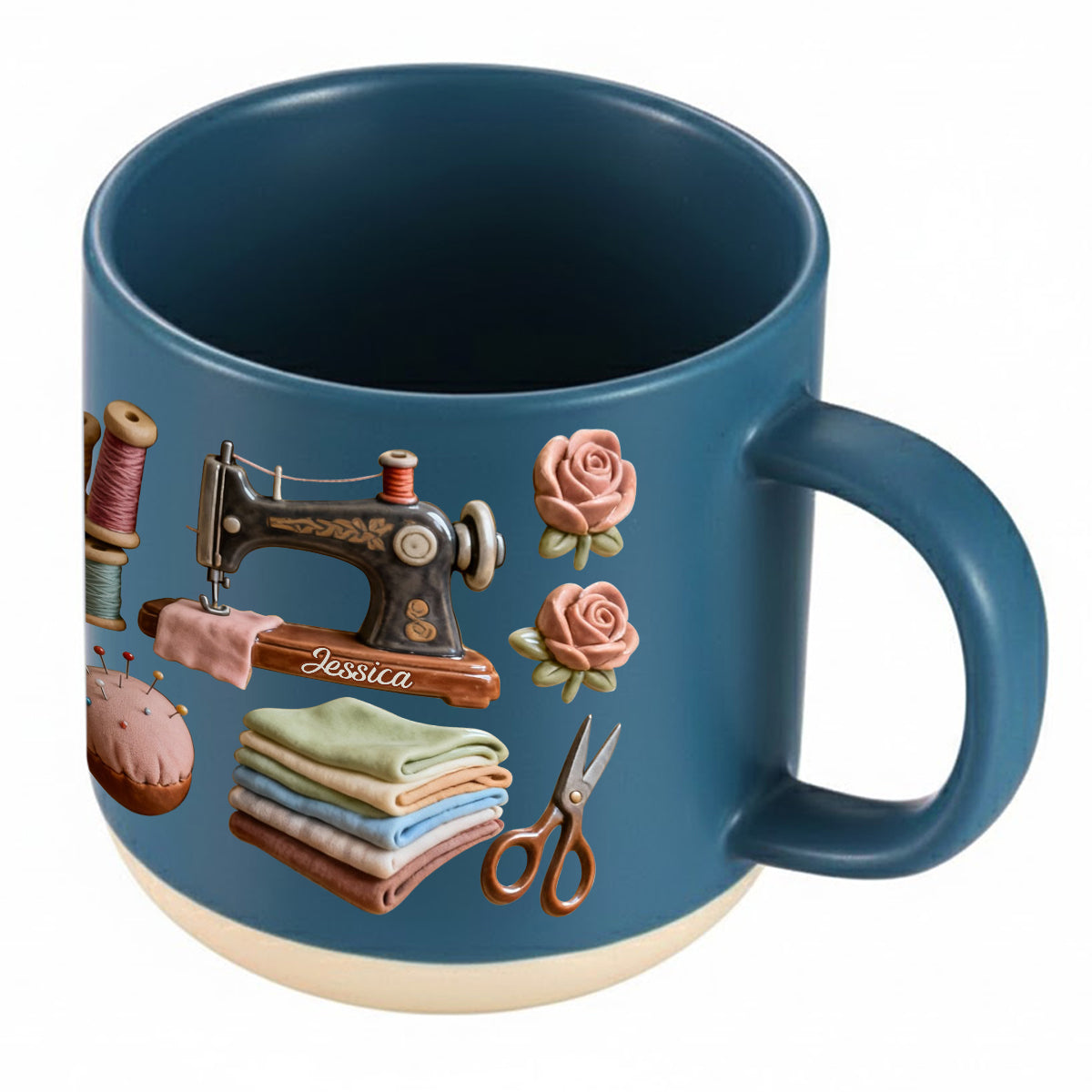 J'adore coudre - Mug en céramique personnalisé avec impression sur le thème de la couture