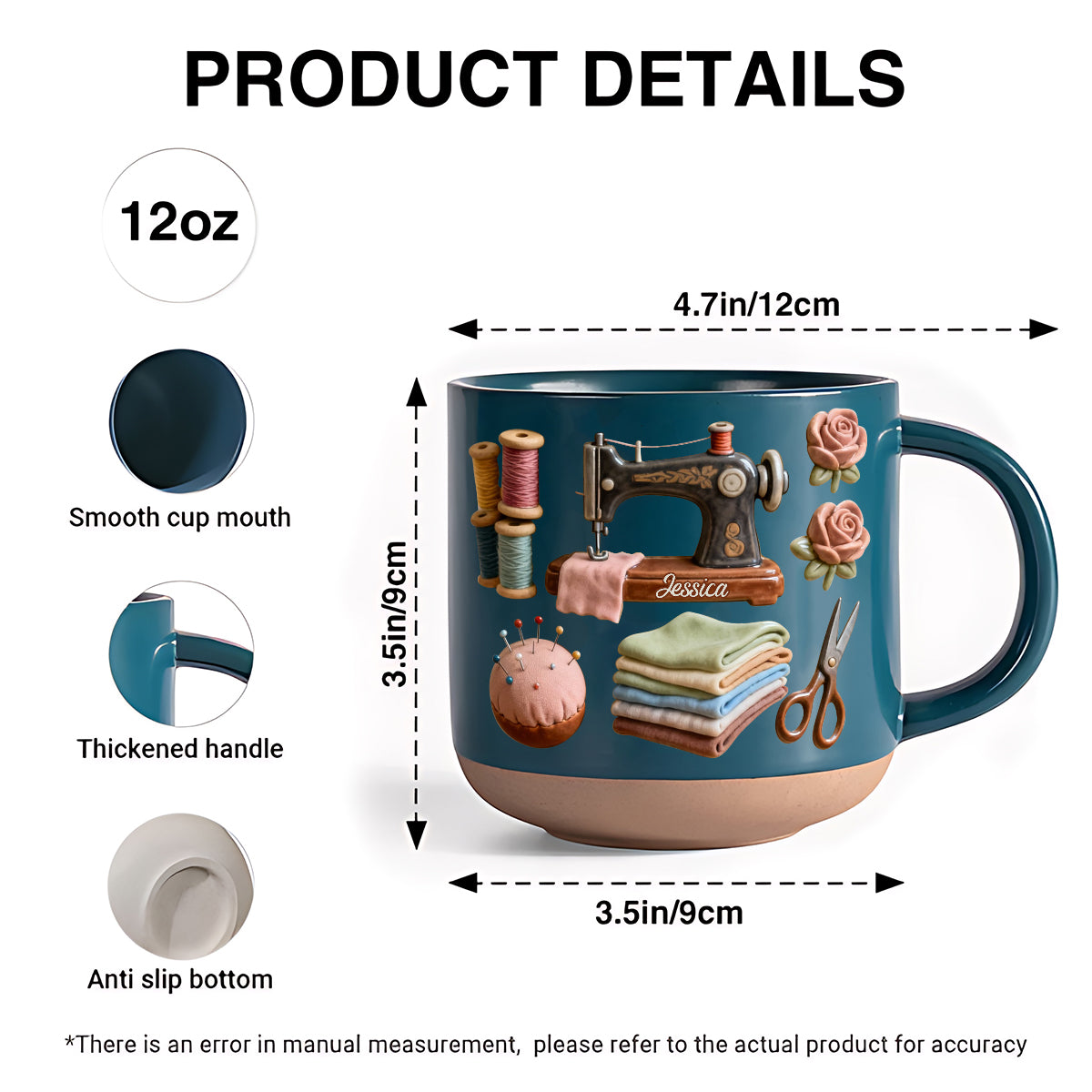 J'adore coudre - Mug en céramique personnalisé avec impression sur le thème de la couture